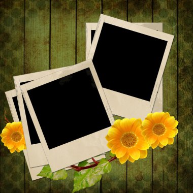 Group of empty polaroids on grunge background clipart