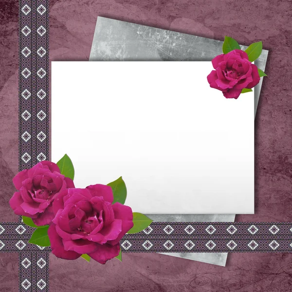 Karta s růžemi — Stock fotografie