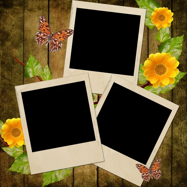 Group of empty polaroids on grunge background — Stock Photo, Image