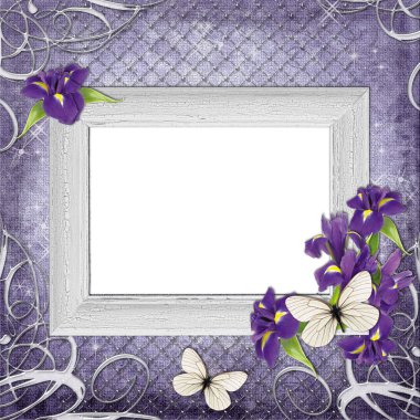 Vintage frame with irises clipart