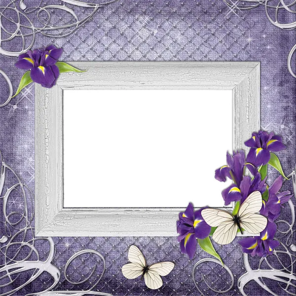 Cornice vintage con iris — Foto Stock
