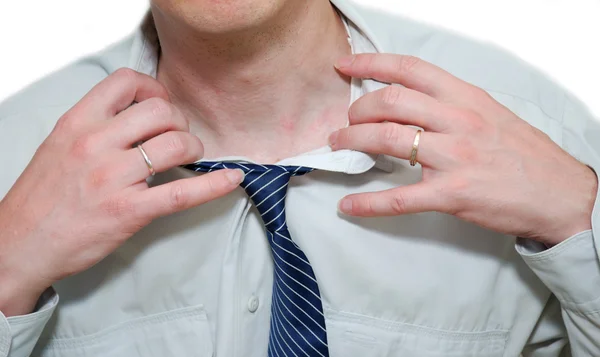 stock image Businessman taking off his shirt