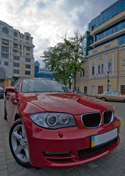 stock image Wide-angle red car close-up