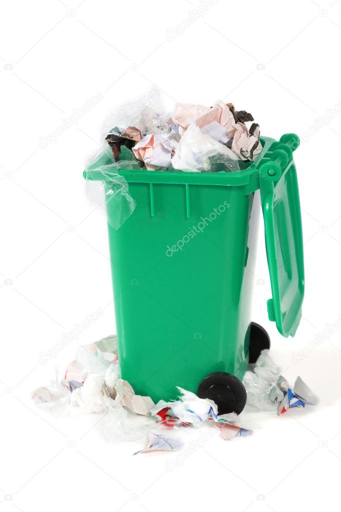 Overflowing garbage bin
