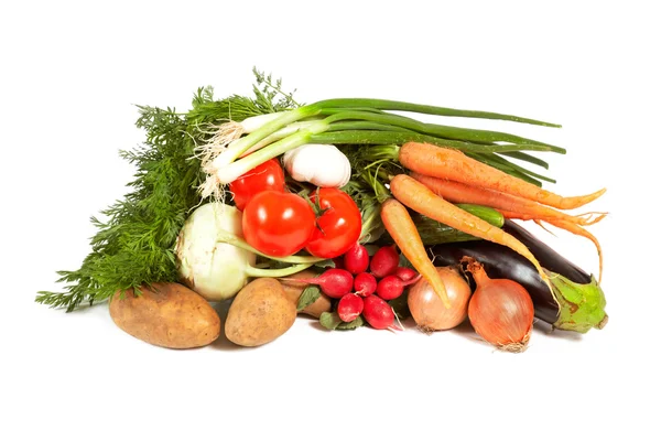 stock image Heap of vegetables on white background