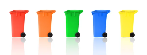 Set of recycling bins with reflections — Stock Photo, Image