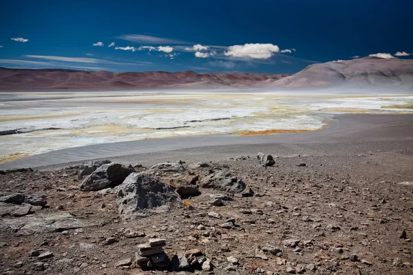 Sůl jezero salar de pujsa, chile — Stock fotografie