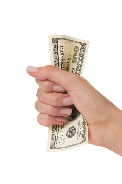 Γυναίκα χέρι εκμετάλλευση εκατοντάδες δολάρια — Φωτογραφία Αρχείου