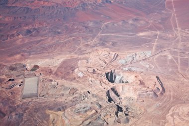 Aerial view of open-pit copper mine in Atacama desert, Chile clipart