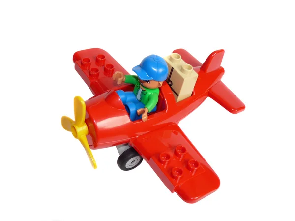 おもちゃの飛行機のパイロットと一緒に. — ストック写真