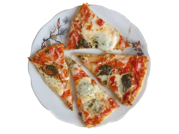 Slices of pizza on a plate. Isolation — Stock Photo, Image