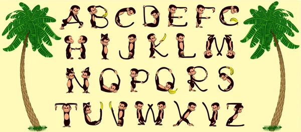 Обезьяний алфавит — стоковый вектор