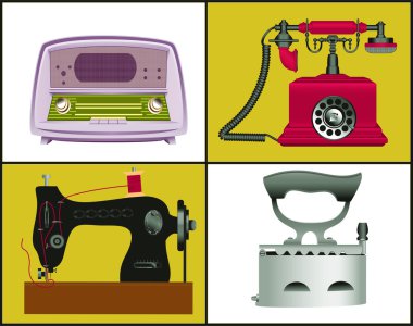 Retro objects clipart