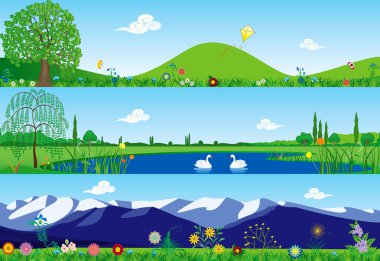 Three summer banners clipart