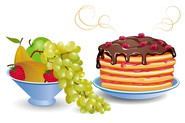 Crêpes et fruits — Image vectorielle