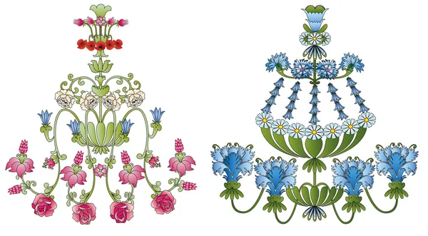 Flower chandeliers — Stock Vector
