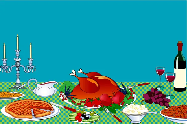 Table de Thanksgiving — Image vectorielle