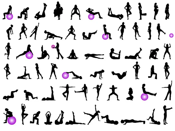 Fitness silhouettes — Stock Vector