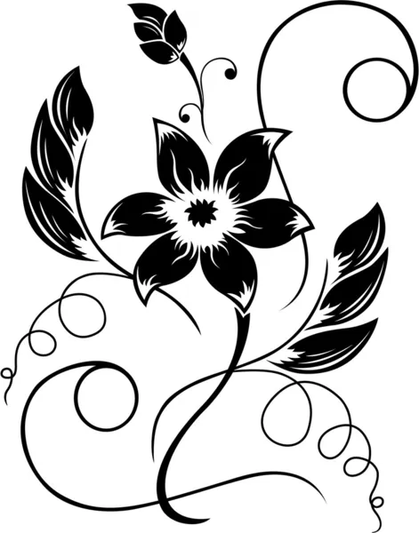 Fleur noir un motif blanc — Image vectorielle