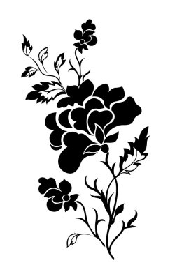 Vertical flower pattern, rose, tattoo clipart