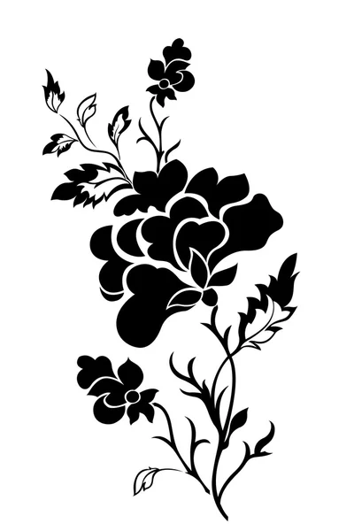 垂直花卉图案，玫瑰、 纹身 — 图库矢量图片