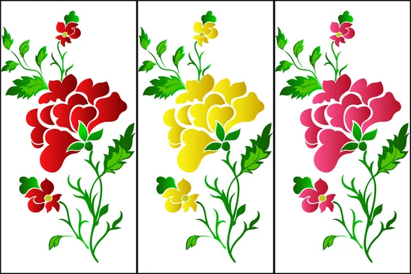 Patrón de flores vertical, rosa, tatuaje — Vector de stock