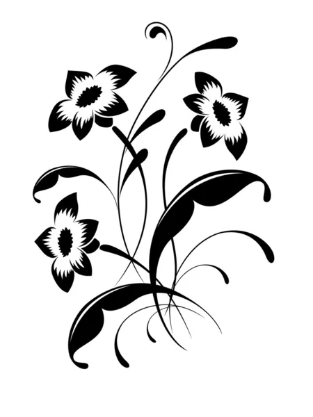 Elegante motivo floreale, tatuaggio — Vettoriale Stock
