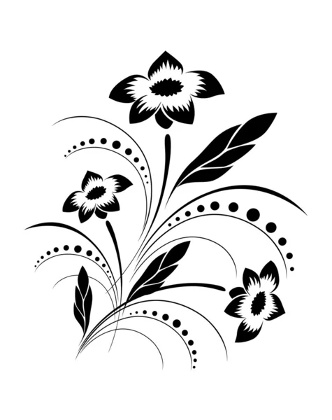 Elegante motivo floreale, tatuaggio — Vettoriale Stock