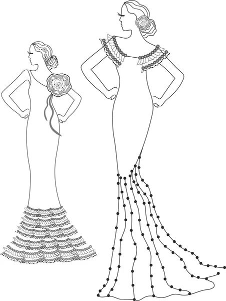 Elegant woman in a dress — Stock Vector