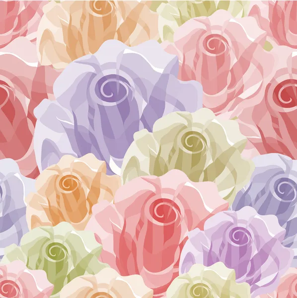 无缝彩色玫瑰图案 — 图库矢量图片