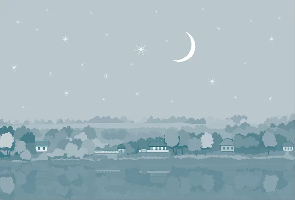 Stock vector Rural night landscape