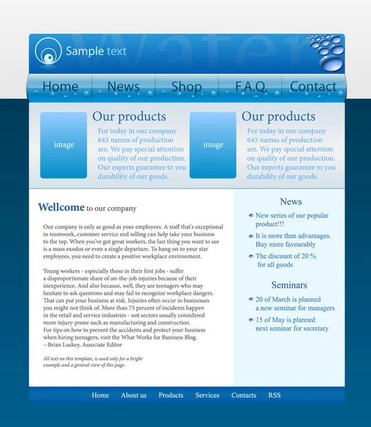 Weboldal sablon — Stock Vector