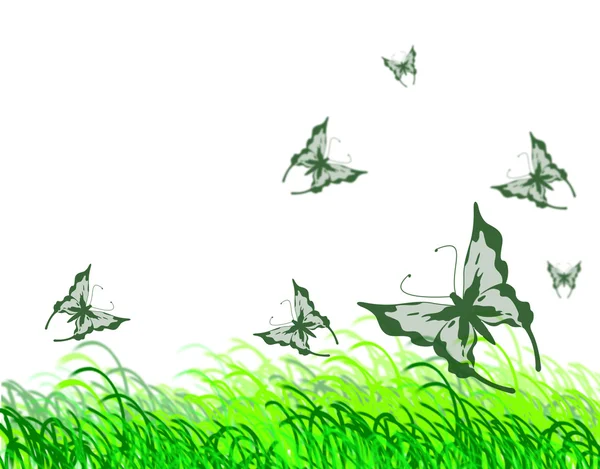 Butterflies and grass — Stock Photo, Image