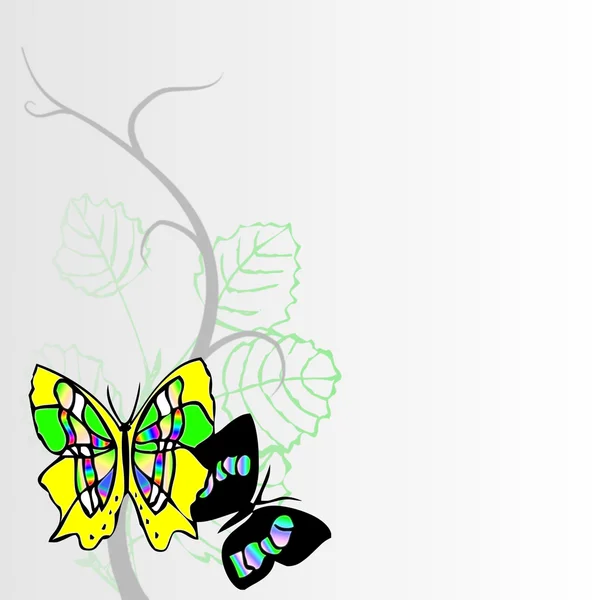 Метелик і квіткові сувої — стокове фото