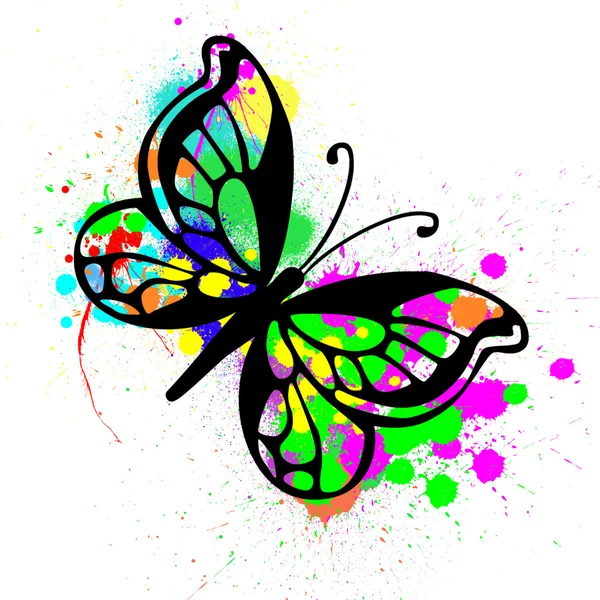 Butterfly from color splashes — Stock Photo, Image