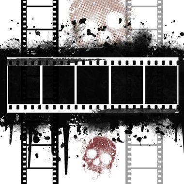 Grunge filmstrip kafatası ile