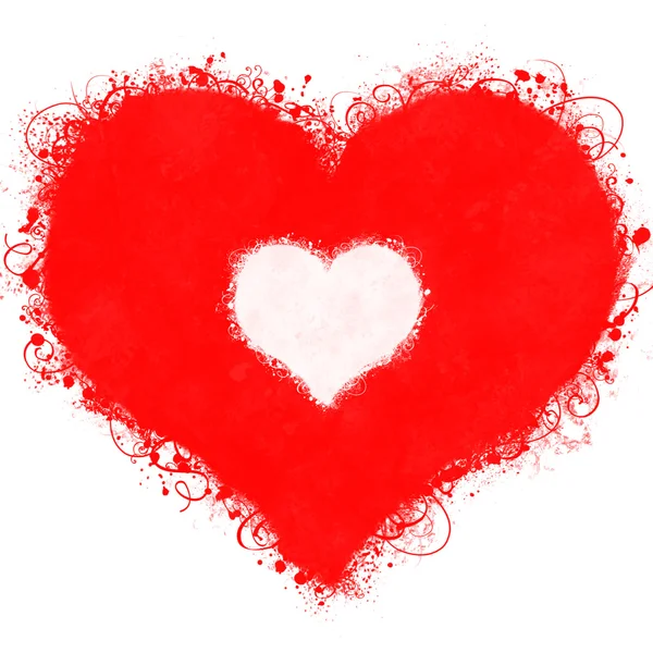 Grunge 红色的心 — 图库照片