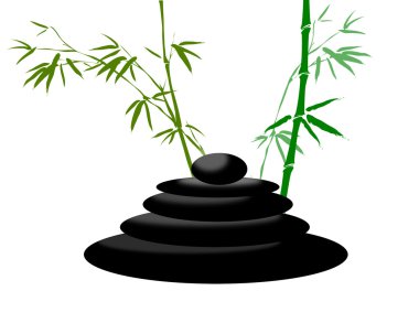 Bamboo branches and Cairn stones clipart