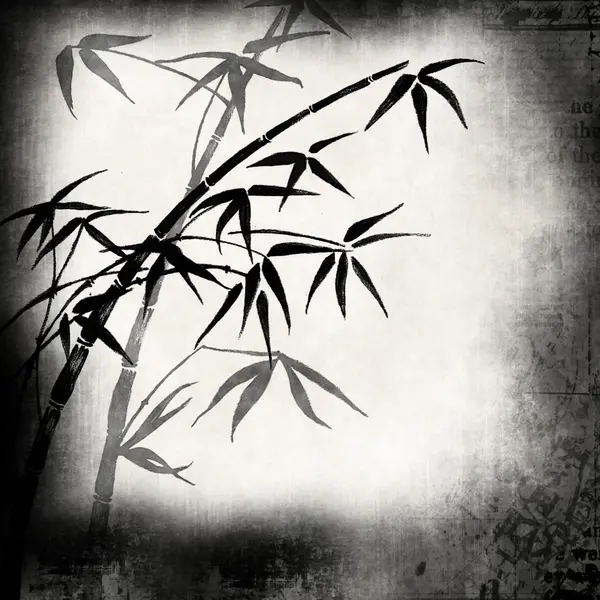 Starý papír s bambusovými větve — Stock fotografie