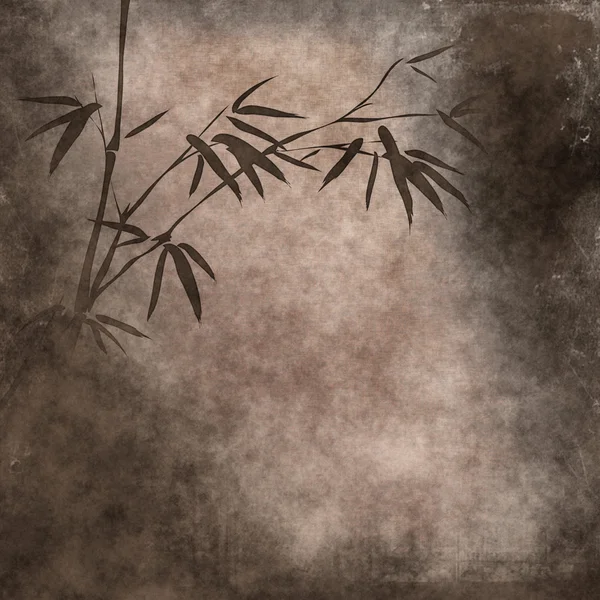 Oud papier met bamboe takken — Stockfoto