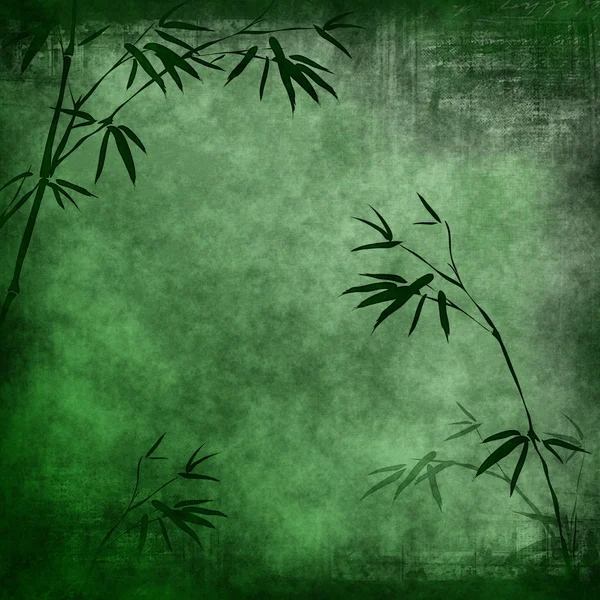オールド紙と竹の枝 — ストック写真
