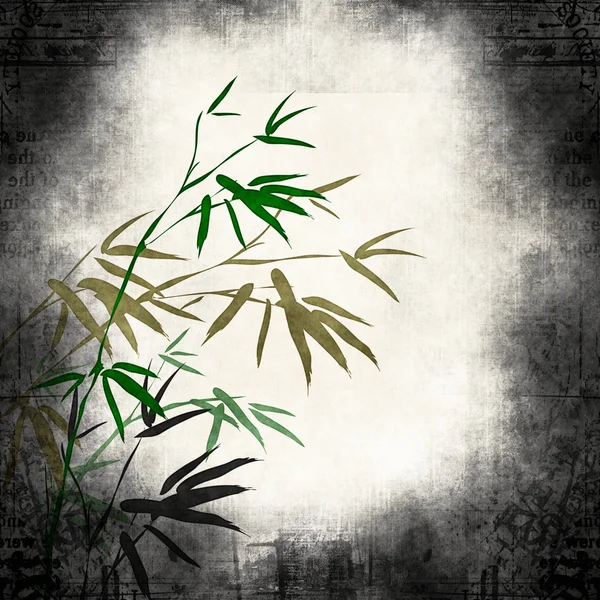 Старая бумага с бамбуковыми ветвями — стоковое фото