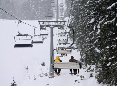 Chair ski lift onf ski resort Bansko, Bulgaria clipart