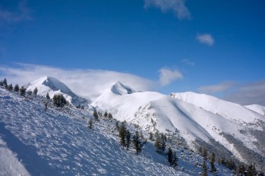 Alpine ski slope at winter Bulgaria clipart