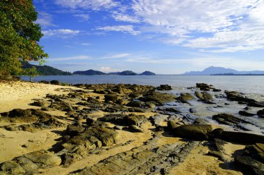 santubong Yarımadası kıyılarında Denizi. Borneo.