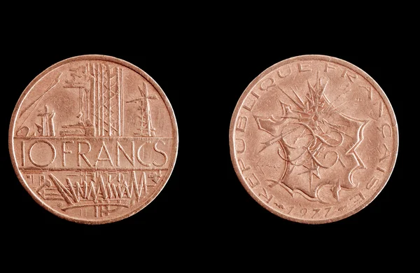 Vintage Franse franc munten — Stockfoto