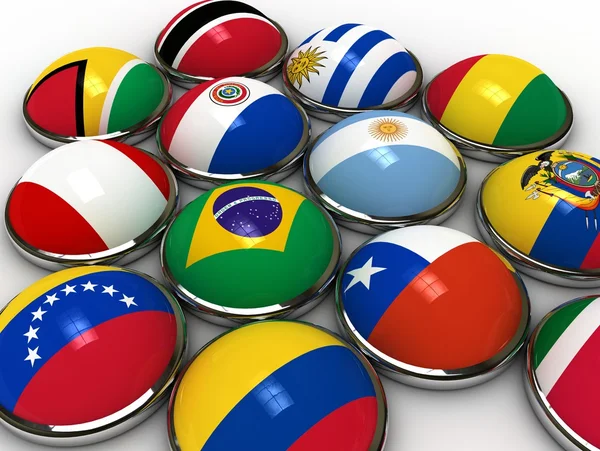 Sydamerika flaggor — Stockfoto