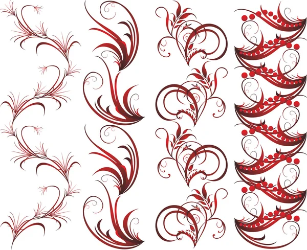 Collection d'ornements rouges foncés — Image vectorielle