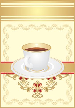 Cup with coffee on the ornament clipart