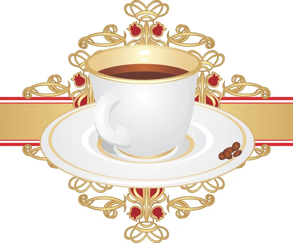 Tasse avec café et cors — Image vectorielle